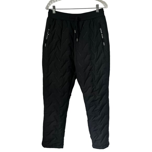 Fleece Lined Quilted Pants Mens Medium Gray New Pockets Warm Winter - Picture 1 of 10